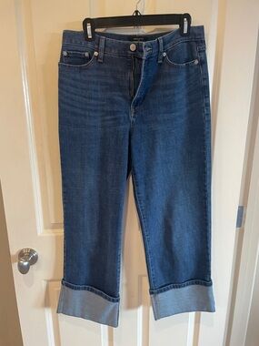 Banana Republic Blue Cropped Wide-Cuff Jeans